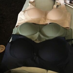 3X Seamless Bra Trio - Black, Olive, Beige ~. Size XL ~